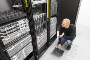 Blade servers in data rack
