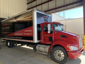 Metalworking Solutions Box Truck backed up to the dock for loading.