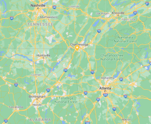 Map of Chattanooga Area showing Metalworking Solutions location.