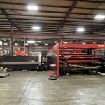 Amada laser and automatic loader being set up
