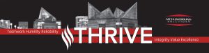 Metalworking Solutions THRIVE Logo. T = Teamwork, H = Humility, R = Reliability, I = Integrity, V = Value, E = Excellence